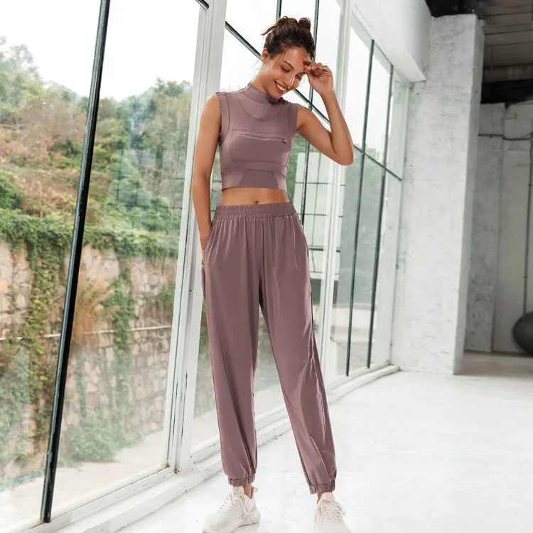 Casual Loose Trousers Running Yoga Fitness Suit trendy
