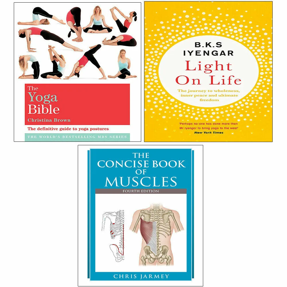 Concise Book of Muscle Chris Jarmey,Light on Life,Classic Yoga Bible 3 Books Set