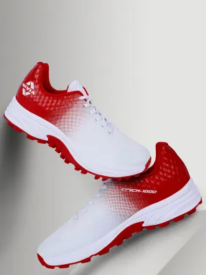 Crick 1000 Cricket Shoes For Men Aster White/Red