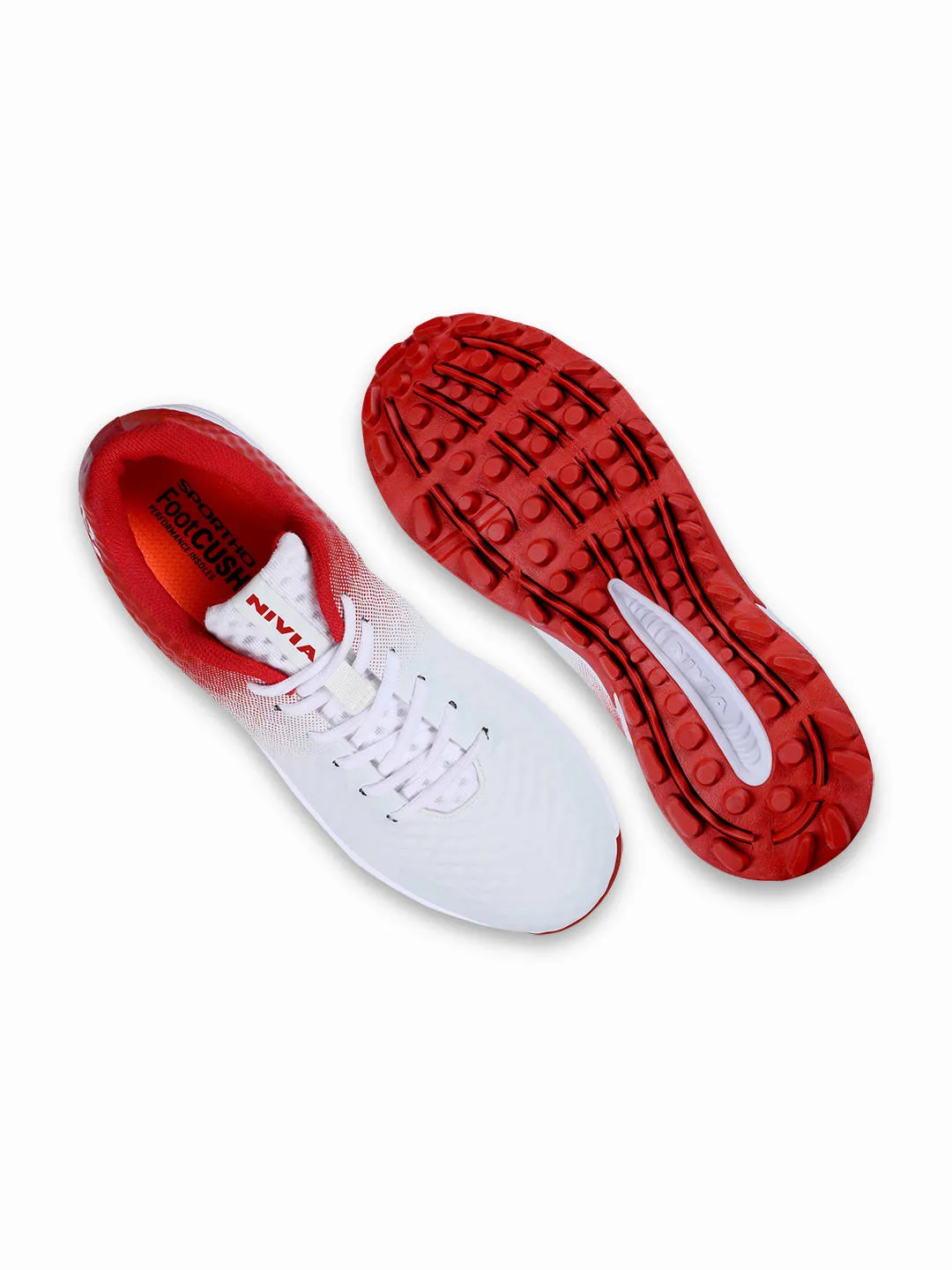 Crick 1000 Cricket Shoes For Men Aster White/Red