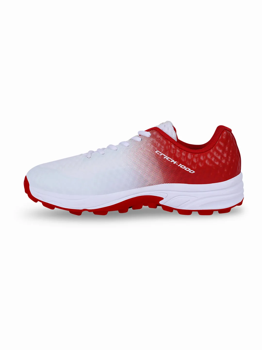 Crick 1000 Cricket Shoes For Men Aster White/Red