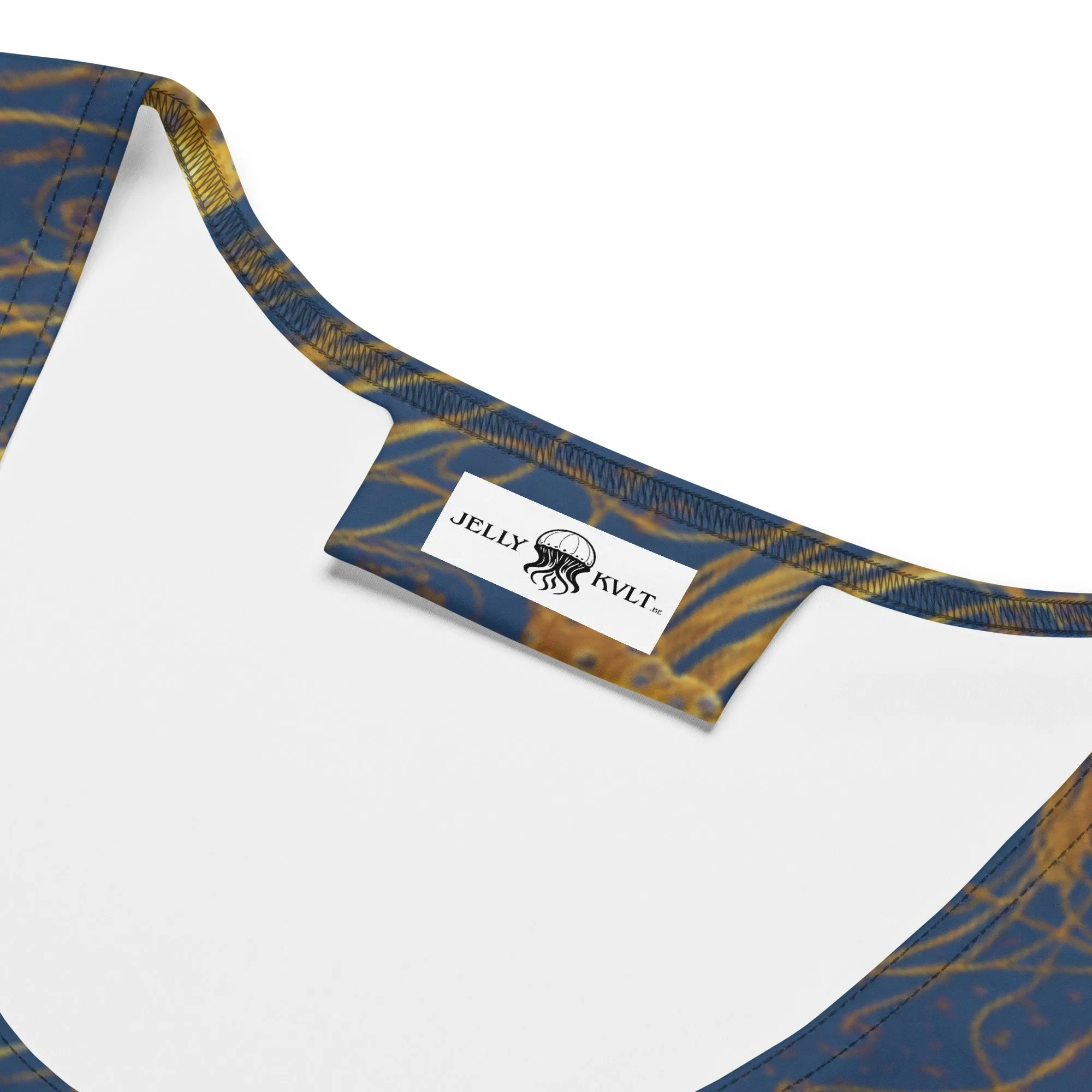 Crop Top - Blue and Gold Jellyfishes
