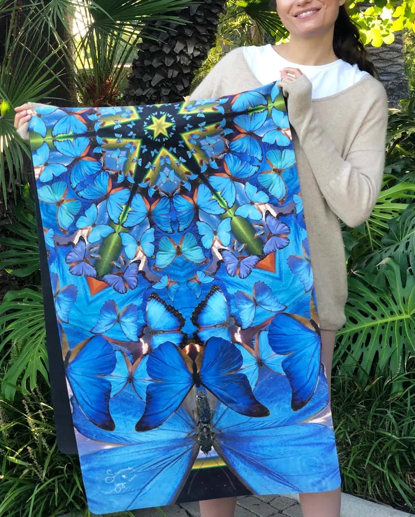 DESTINY // Blue Butterfly Mandala Travel   Hot Yoga Mat