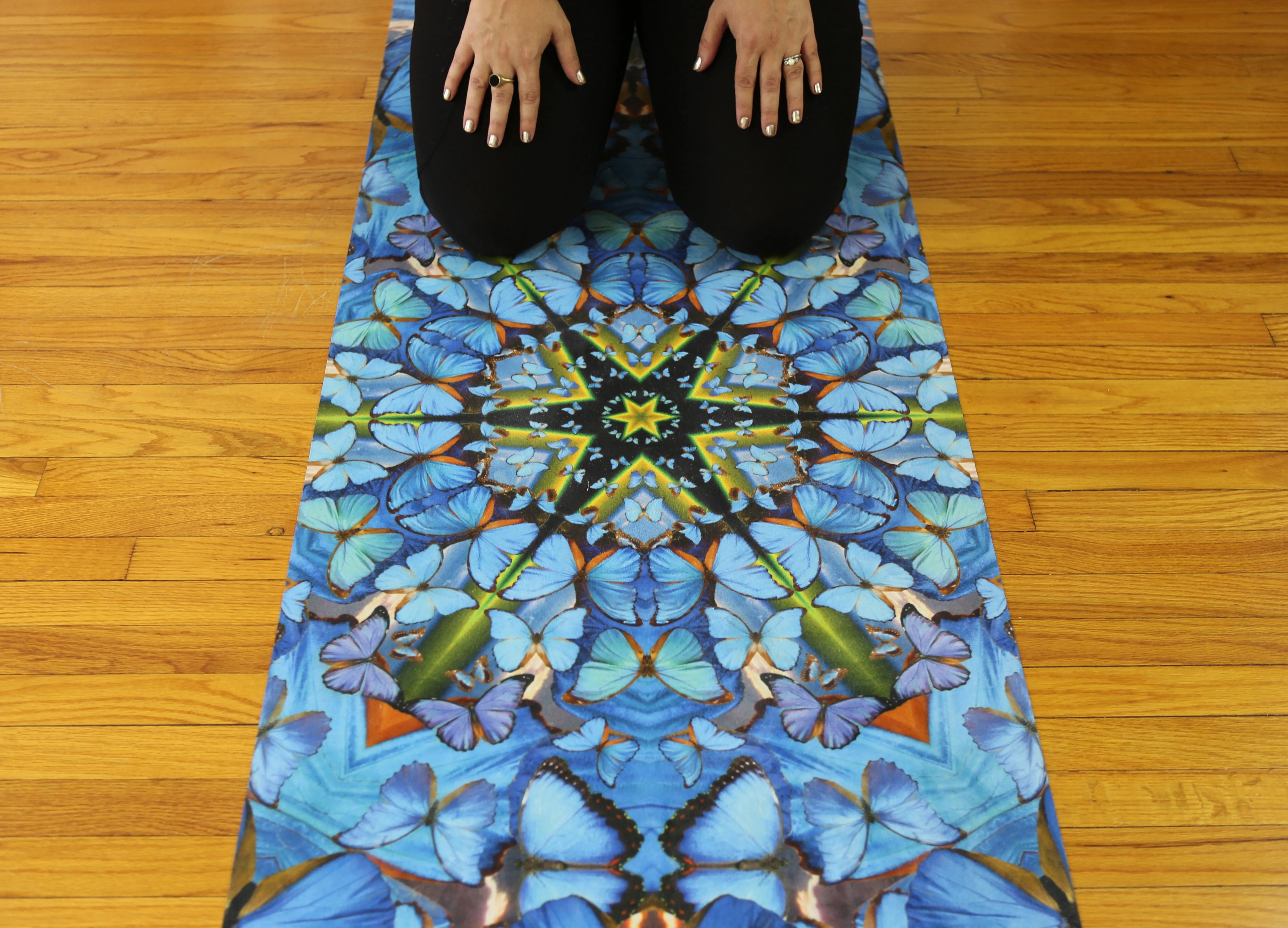 DESTINY // Blue Butterfly Mandala Travel   Hot Yoga Mat