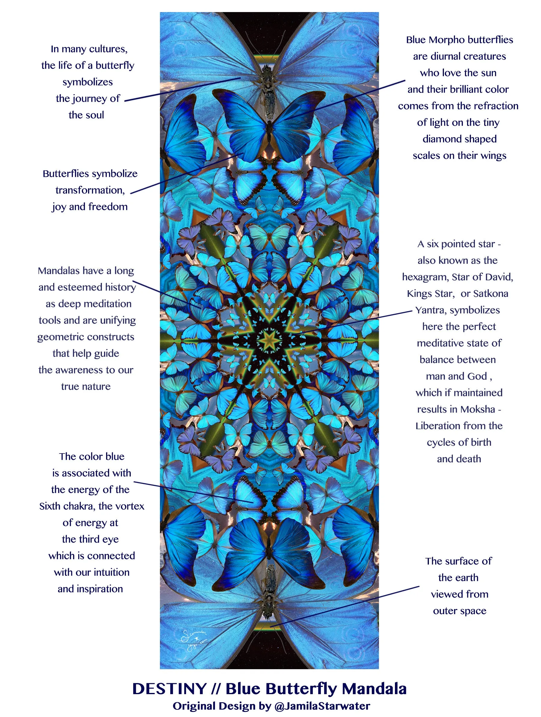 DESTINY // Blue Butterfly Mandala Travel   Hot Yoga Mat