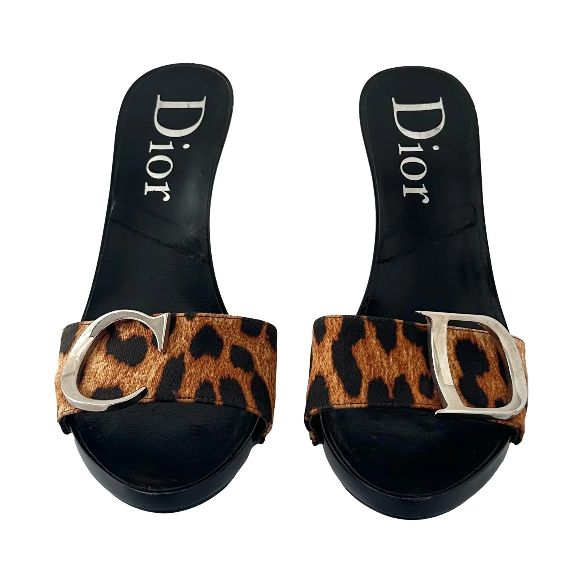 Dior Cheetah Print Logo Heels