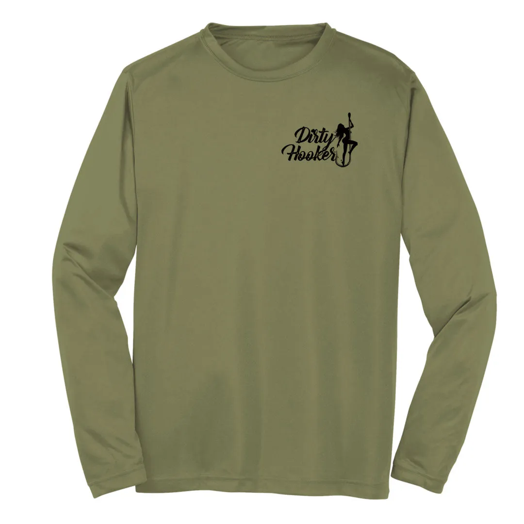 Dirty Hooker COMBO: Military Green Dry Fit with DH Vintage Black & Deluxe Military Green and Black Hat