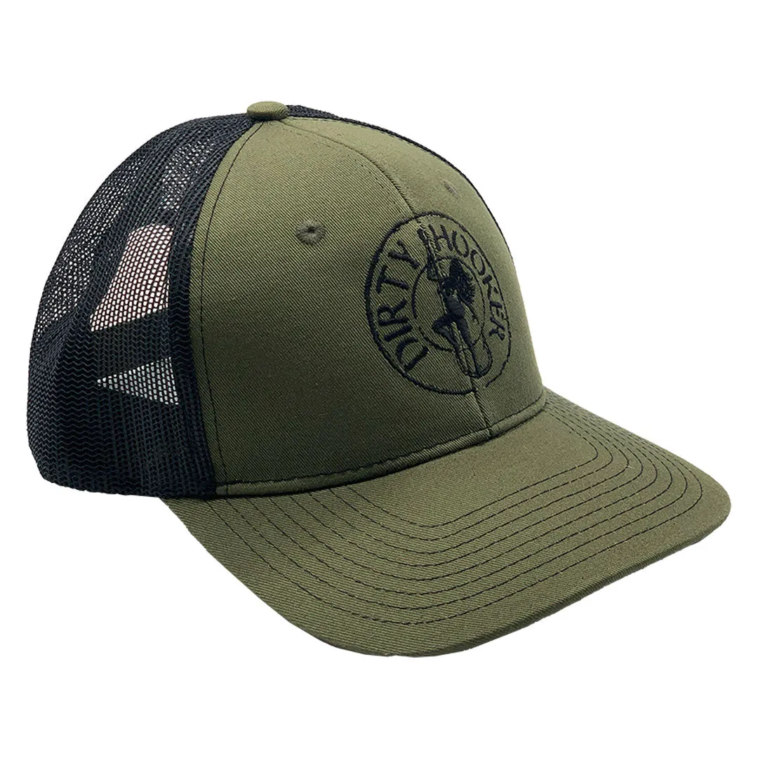 Dirty Hooker COMBO: Military Green Dry Fit with DH Vintage Black & Deluxe Military Green and Black Hat