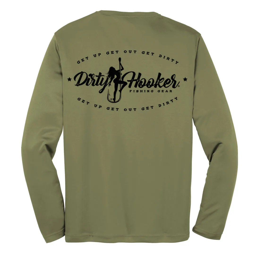 Dirty Hooker COMBO: Military Green Dry Fit with DH Vintage Black & Deluxe Military Green and Black Hat