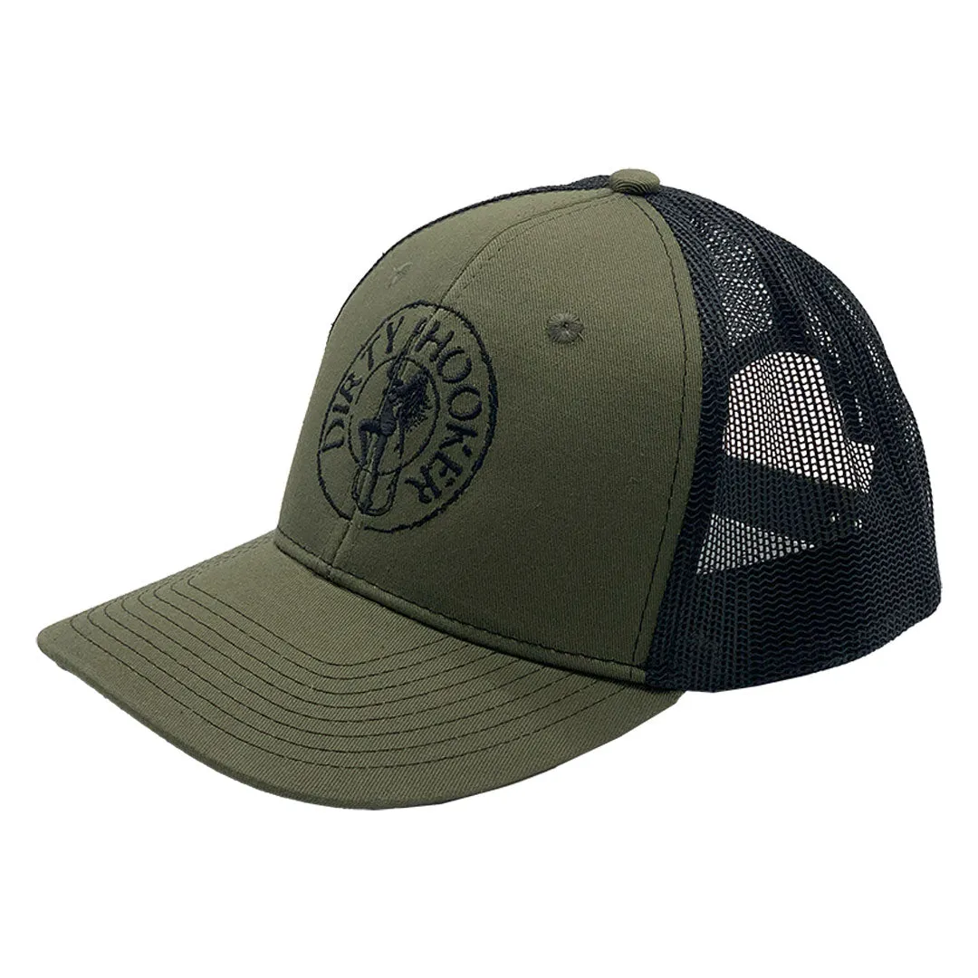 Dirty Hooker COMBO: Military Green Dry Fit with DH Vintage Black & Deluxe Military Green and Black Hat