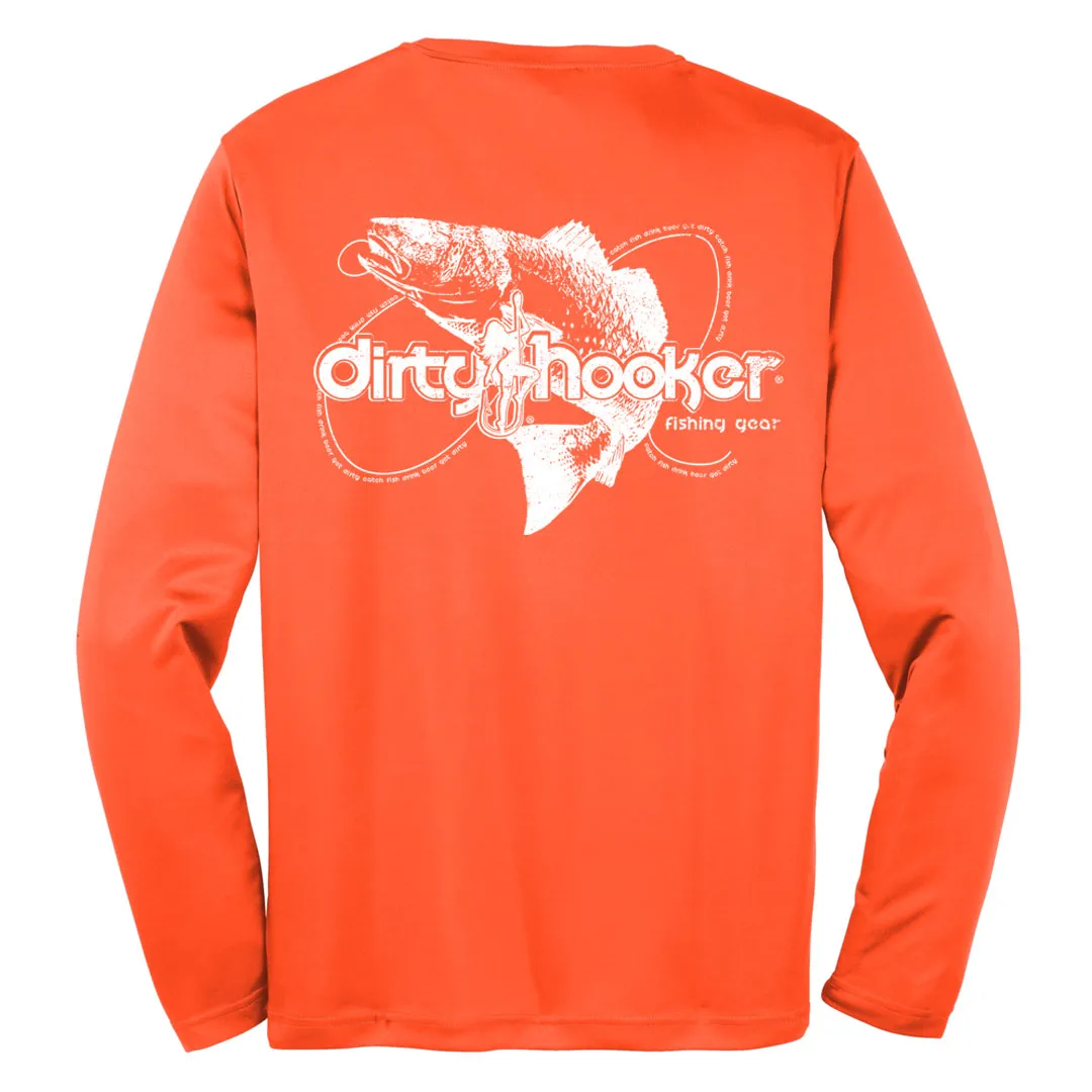 Dirty Hooker COMBO: Orange Dry Fit with Flying Redfish & Charcoal and Orange Hat