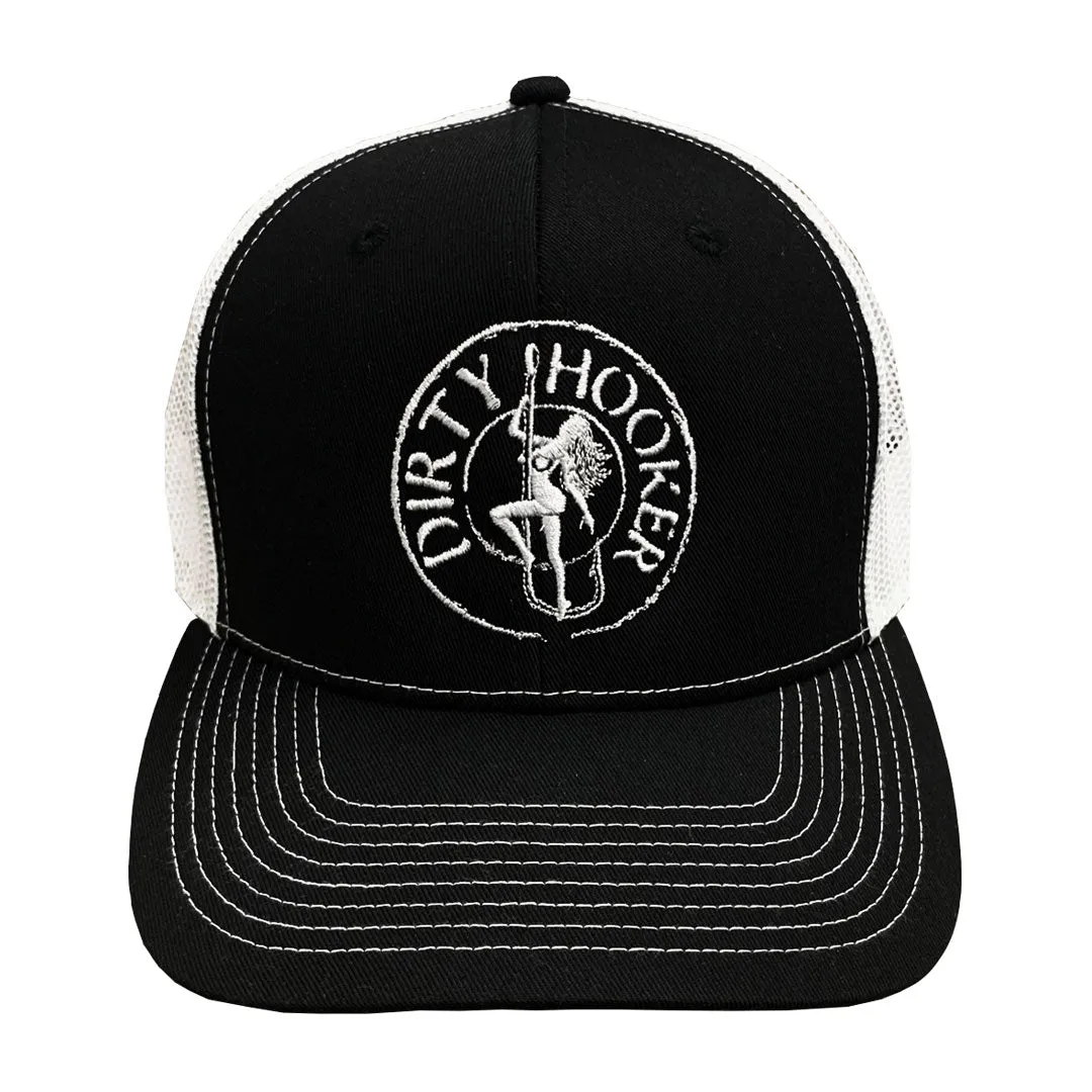 Dirty Hooker COMBO: White Dry Fit with DH Black & Deluxe Black and White Hat