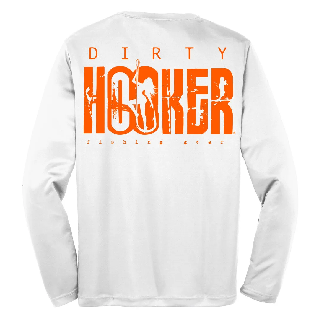 Dirty Hooker COMBO: White Dry Fit with DH Classic Orange & Deluxe Charcoal and Orange Hat