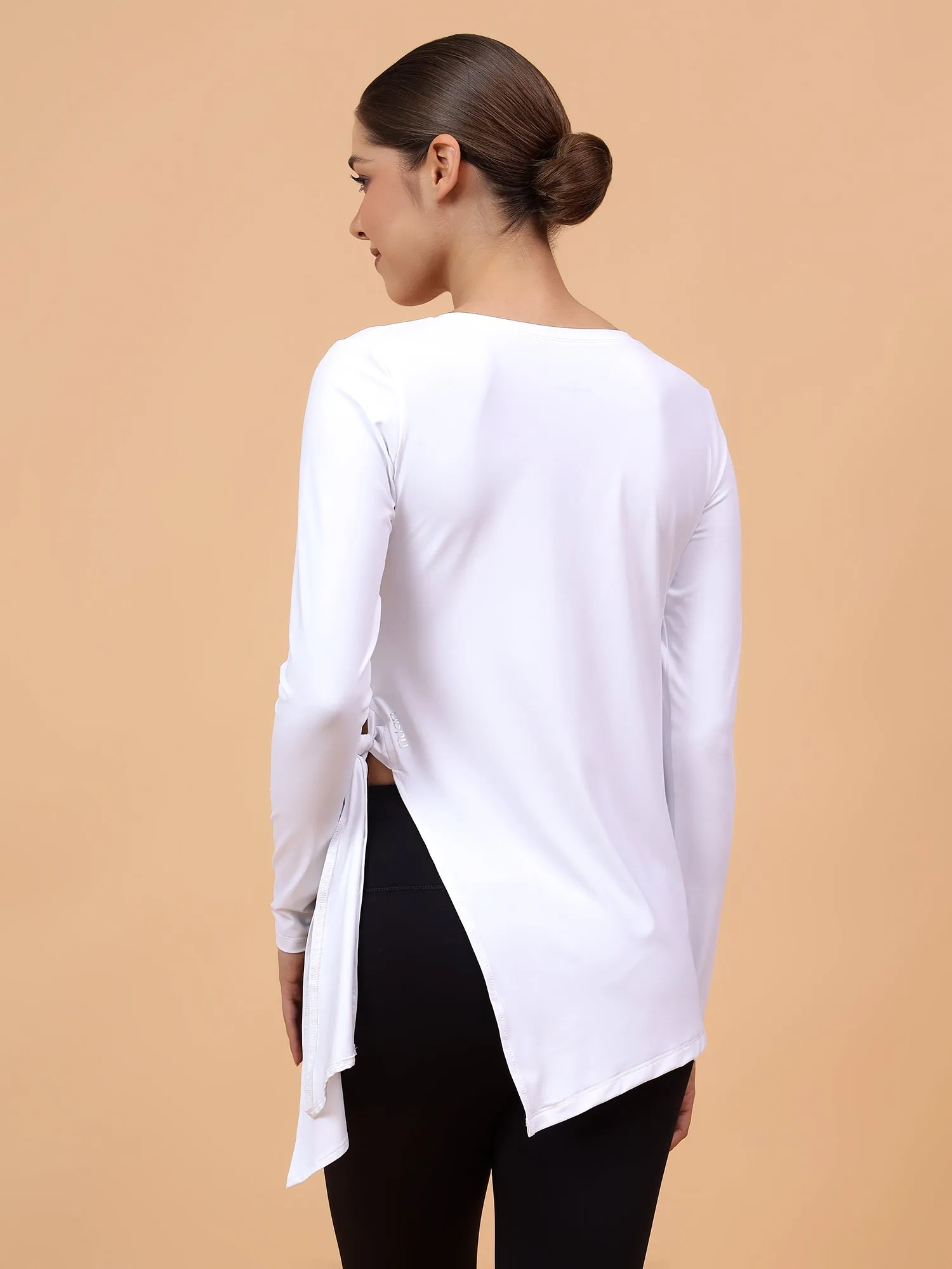 Fitkin Women White Side Knot Tshirt