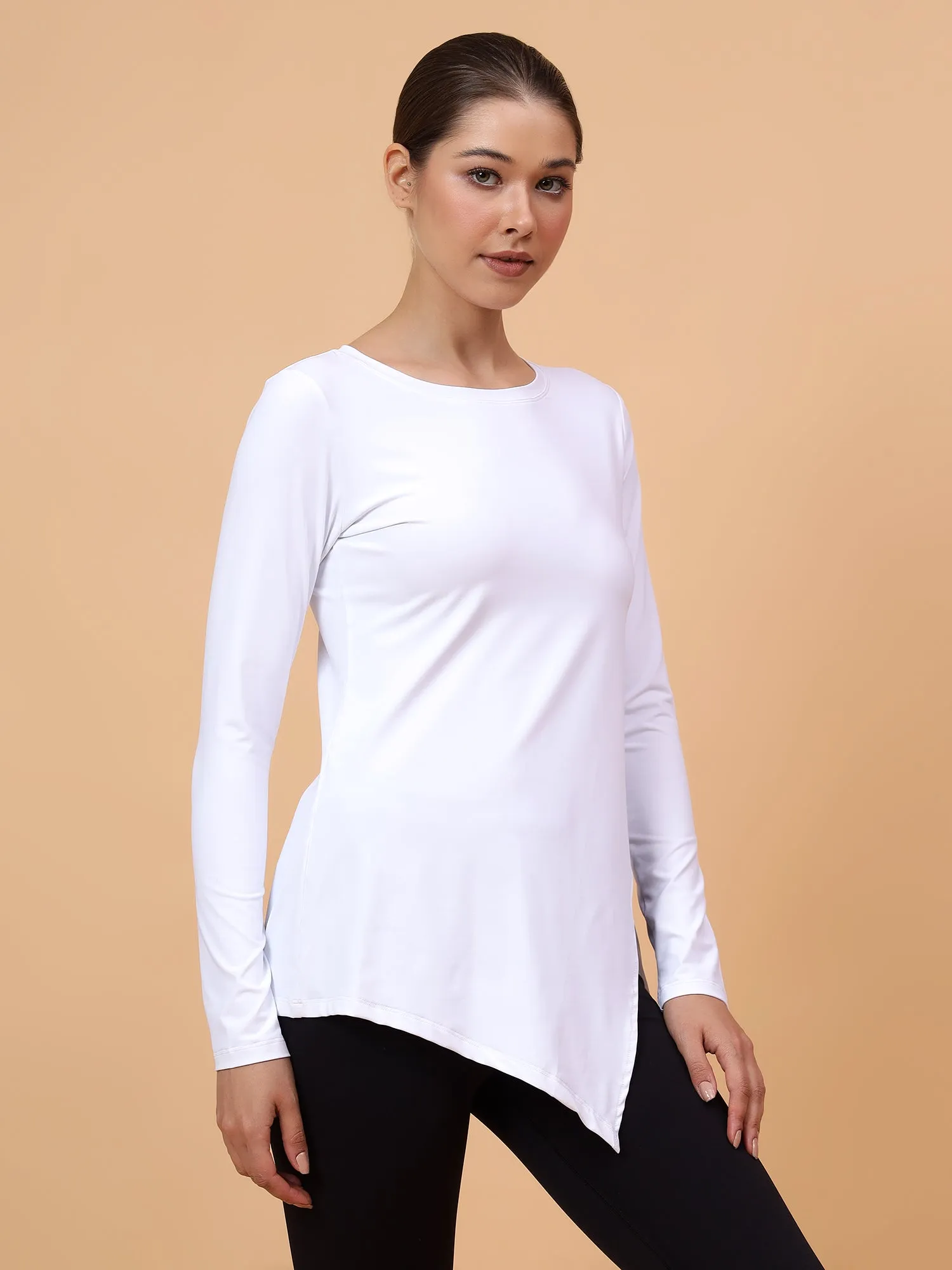 Fitkin Women White Side Knot Tshirt
