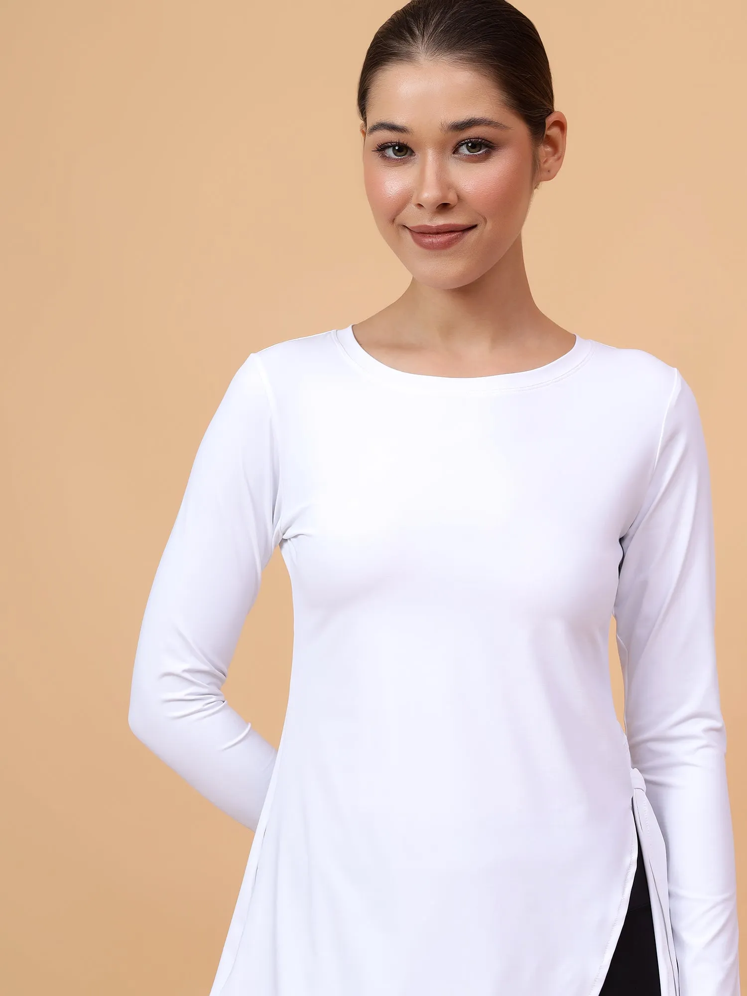 Fitkin Women White Side Knot Tshirt