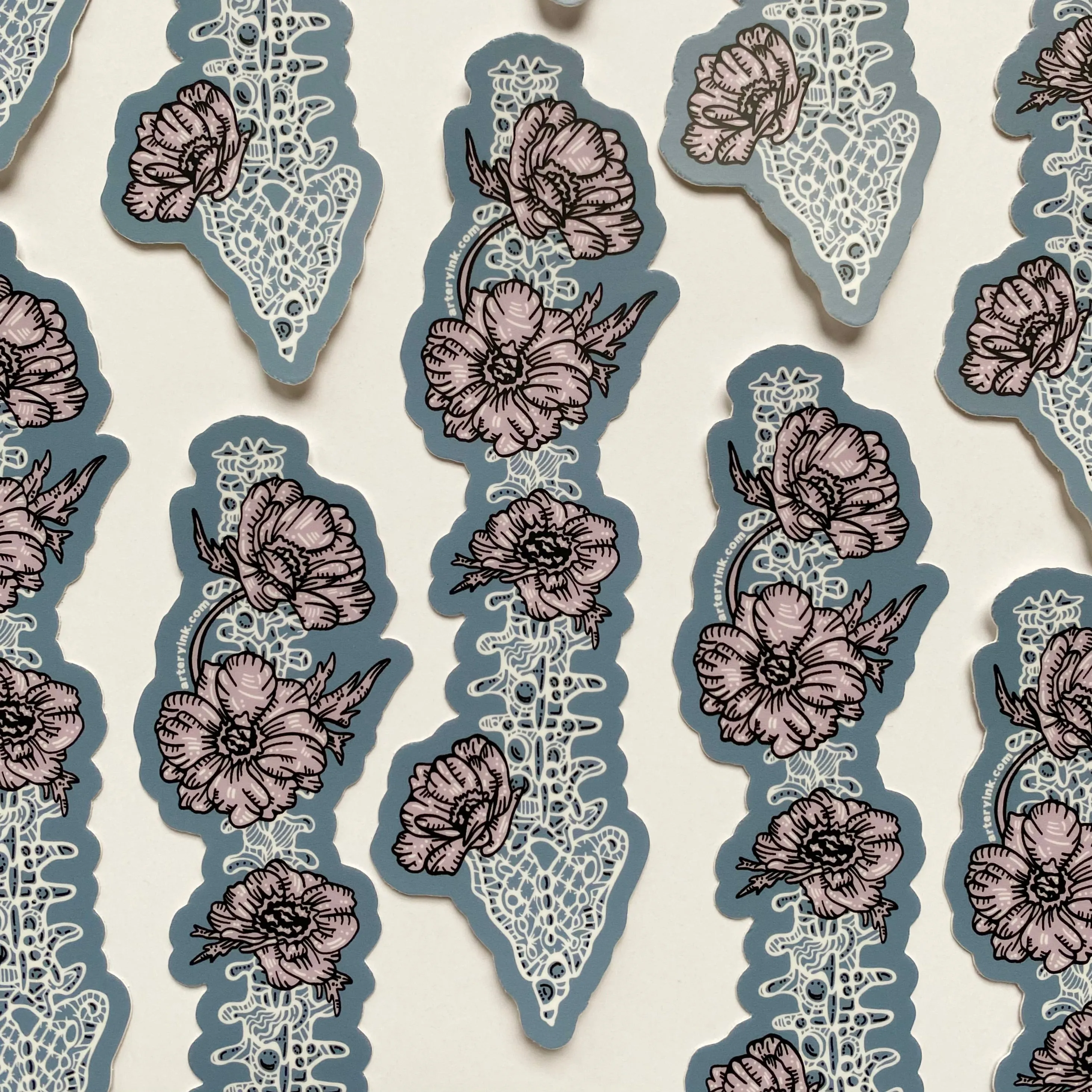 Floral Spine Vinyl Sticker