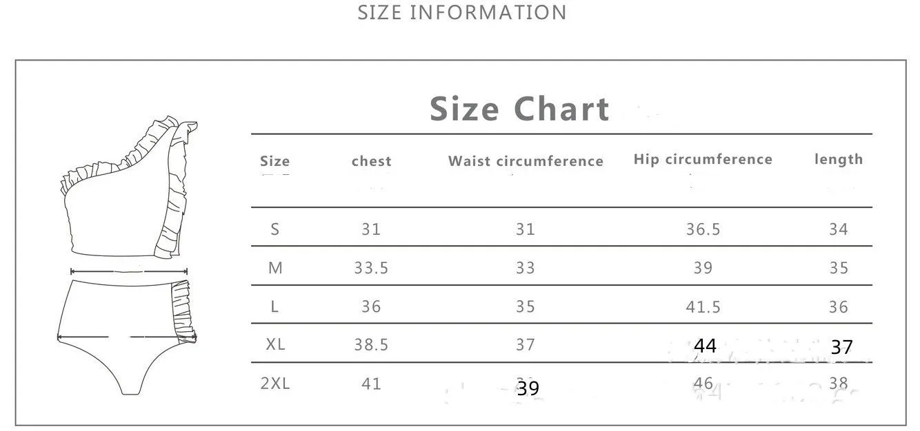Flounced One-shoulder Bikini High Waist Swimming Trunks Swimsuit Set fashion