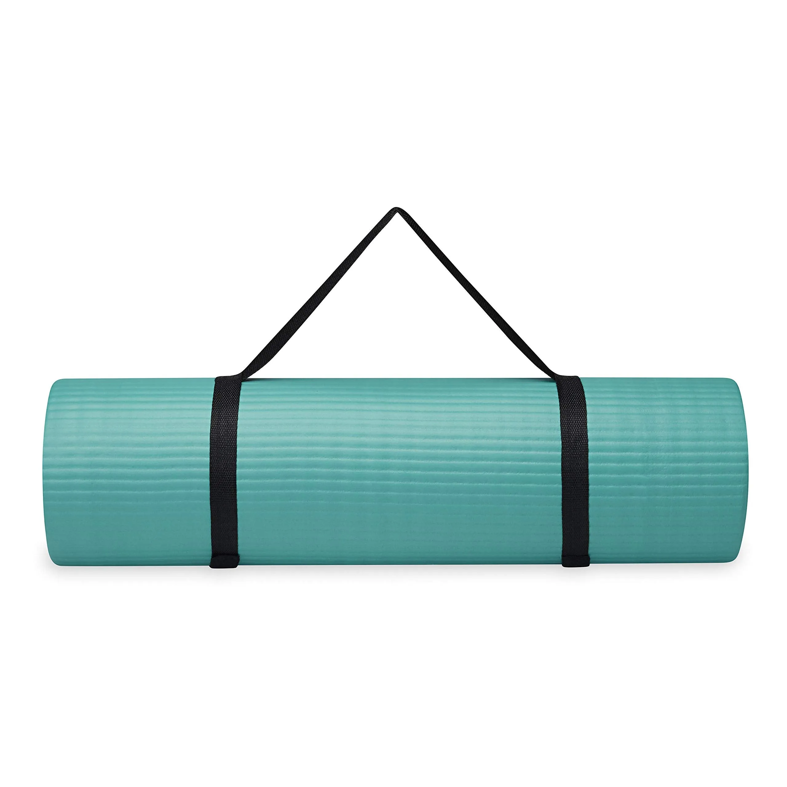 Gaiam Essentials Thick Yoga Mat Fitness & Exercise Mat With Easy-Cinch Carrier Strap, Teal, 72"L X 24"W X 2/5 Inch Thick