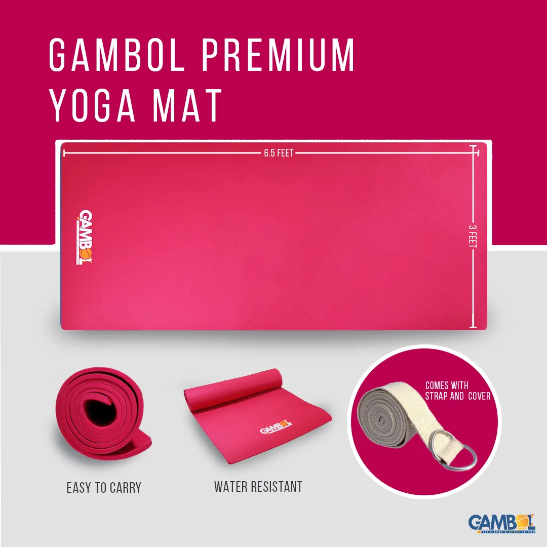 Gambol Yoga Mat (30 * 72) 8mm with Belt and Cover