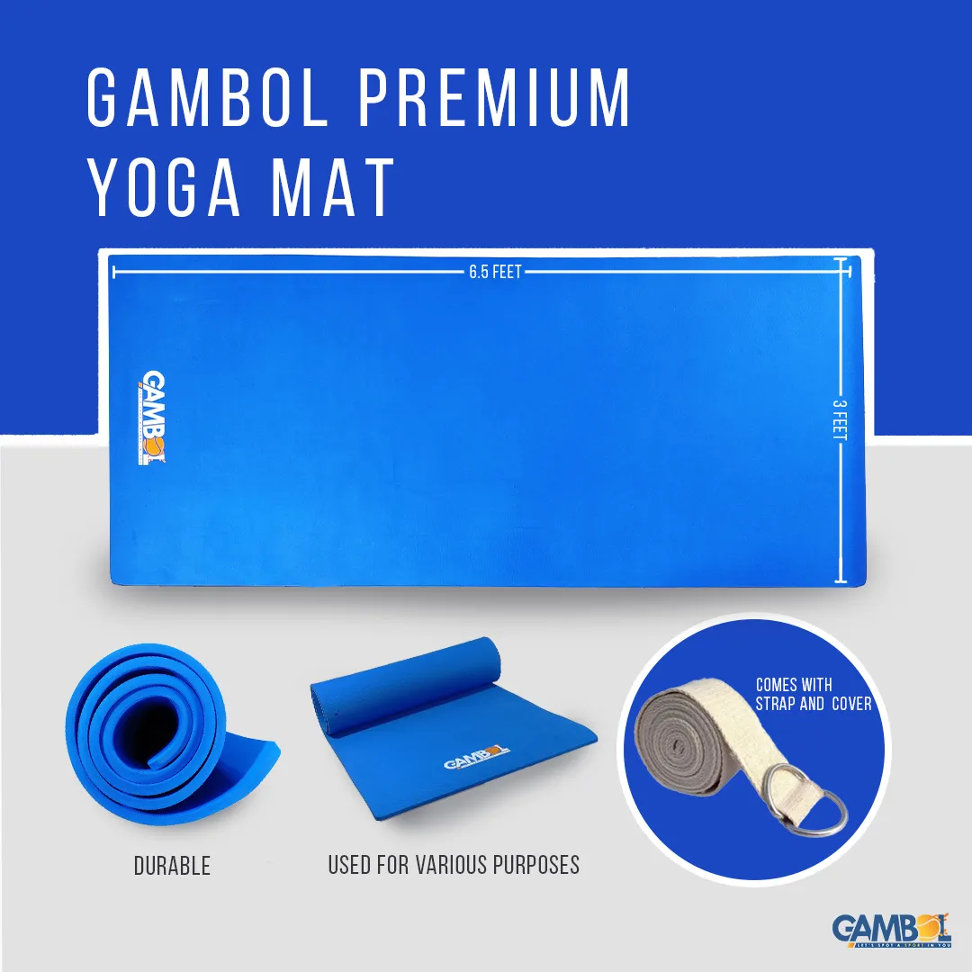 Gambol Yoga Mat (30 * 72) 8mm with Belt and Cover