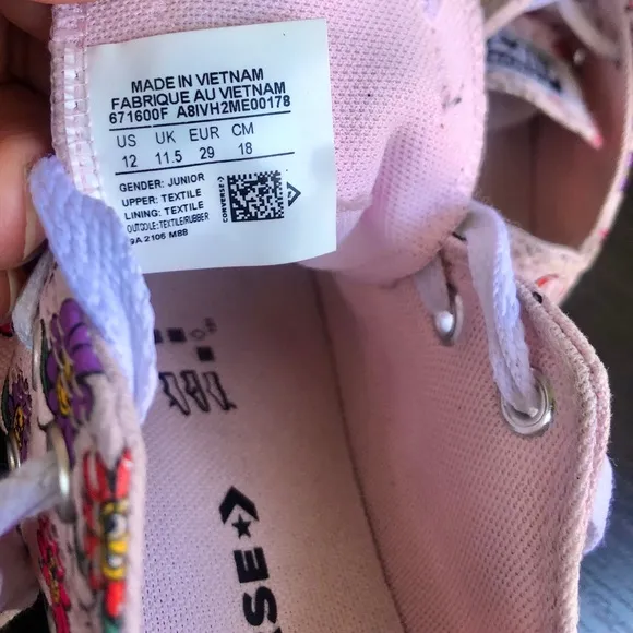 Girls pink floral print converse size 12