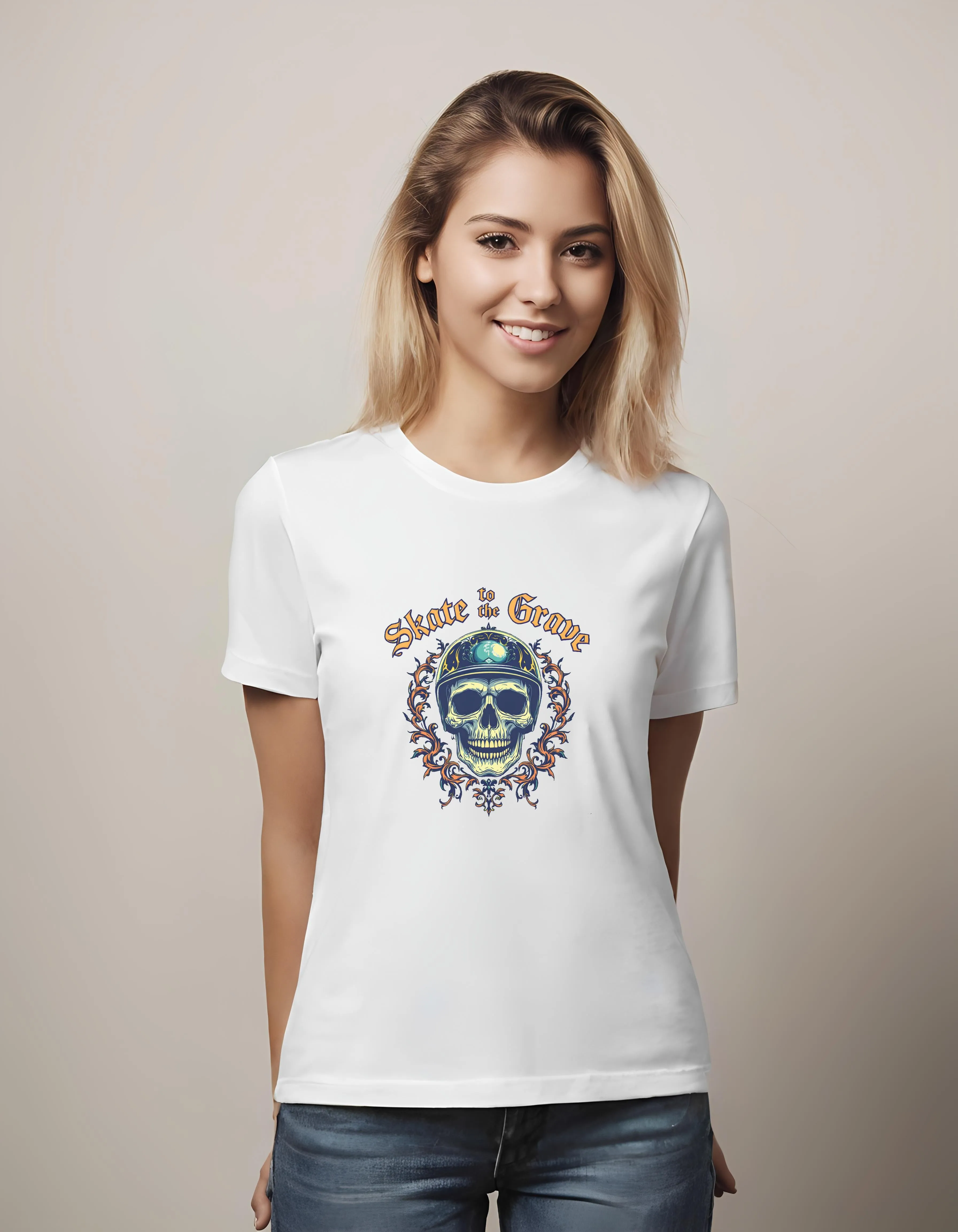 Gothic Skull Skate to the Grave | Classic T-Shirt (Unisex)