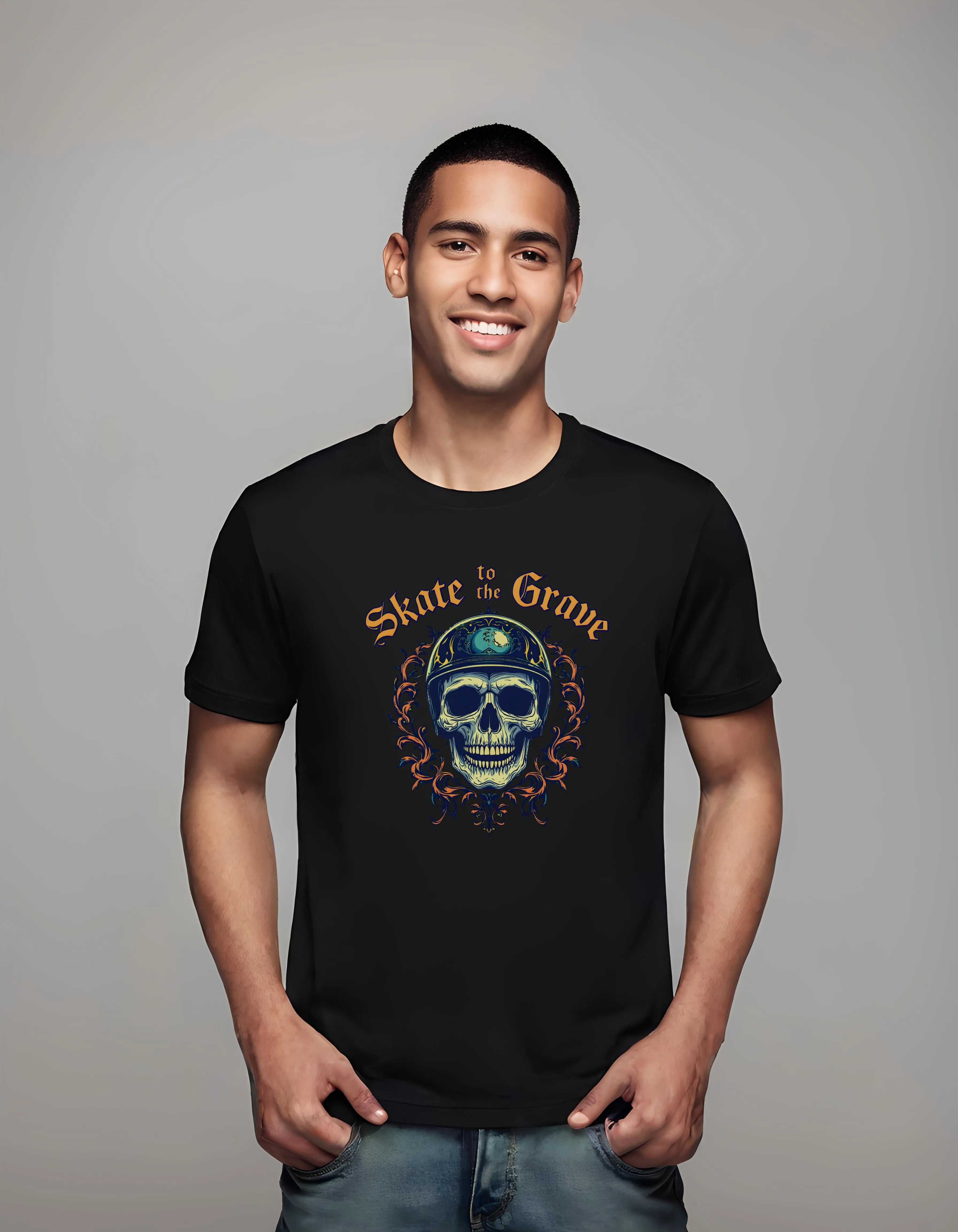 Gothic Skull Skate to the Grave | Classic T-Shirt (Unisex)
