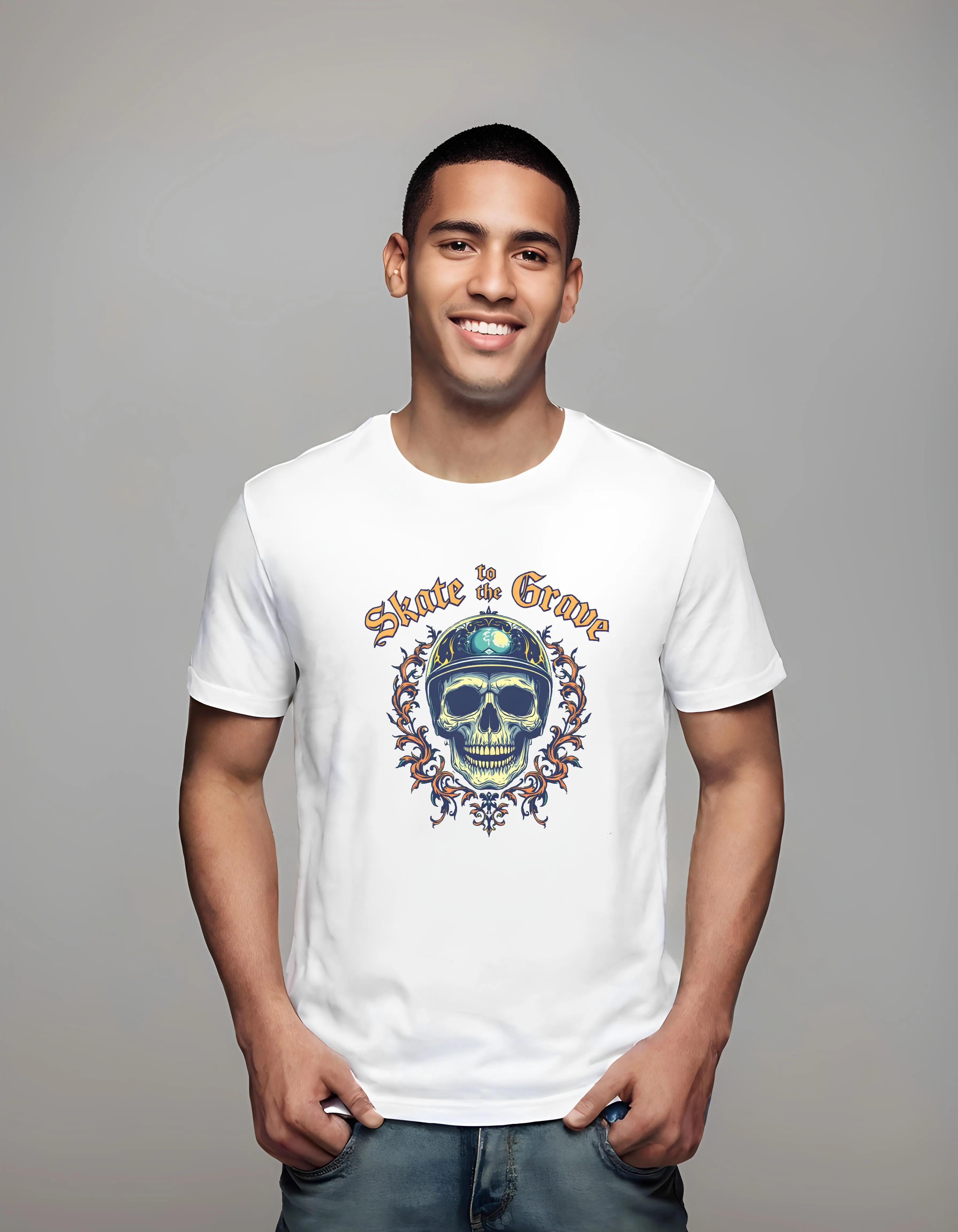Gothic Skull Skate to the Grave | Classic T-Shirt (Unisex)