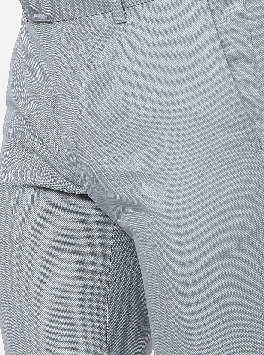 Grey Solid Slim Fit Formal Trouser | Metal