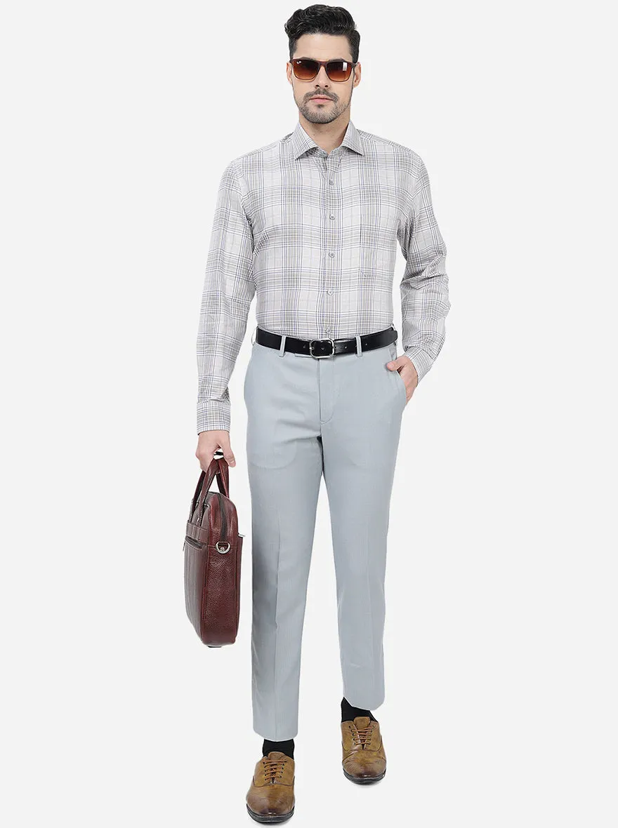 Grey Solid Slim Fit Formal Trouser | Metal