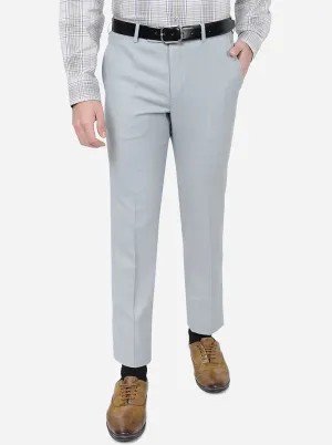 Grey Solid Slim Fit Formal Trouser | Metal