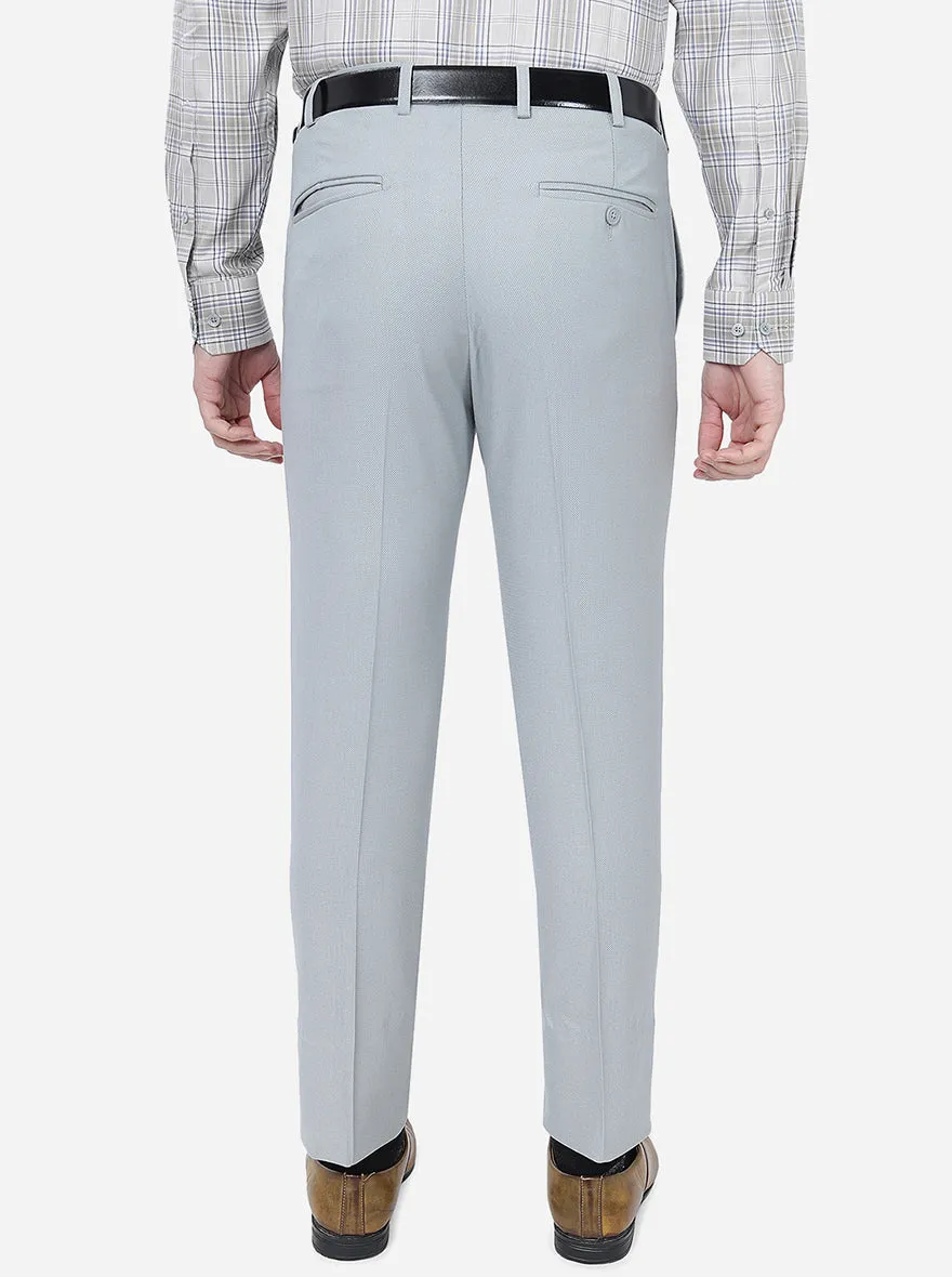 Grey Solid Slim Fit Formal Trouser | Metal