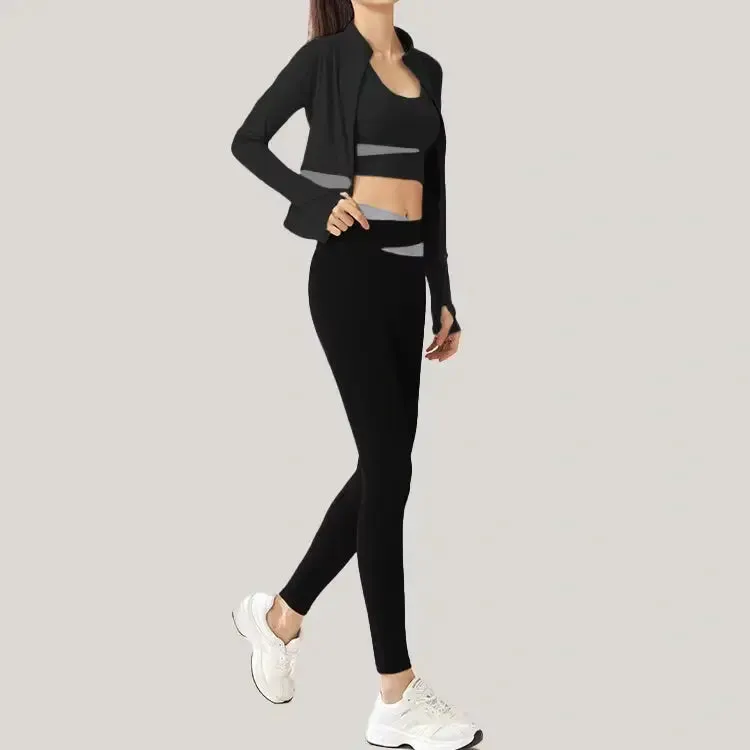 Gym Breathable Yoga Set Woman Quick Dry Yoga Fitness Set Lightweight Running Yoga Set Long Sleeve