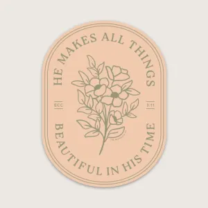 He Makes All Things Beautiful Floral Sticker - Blush