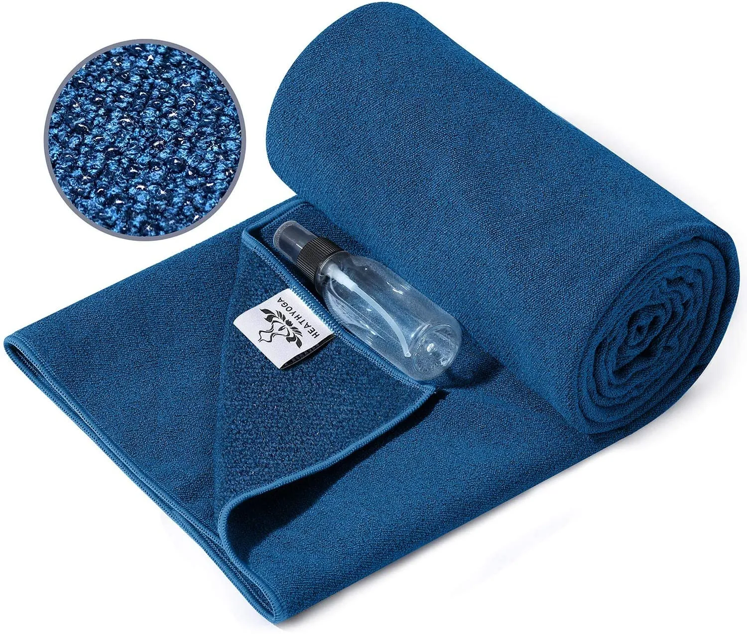 Heathyoga toalla de yoga antideslizante para yoga, Tapete de yoga con agarre de silicona y botella de spray gratis, toalla de microfibra para Bikram, yoga caliente, pilates y fitness