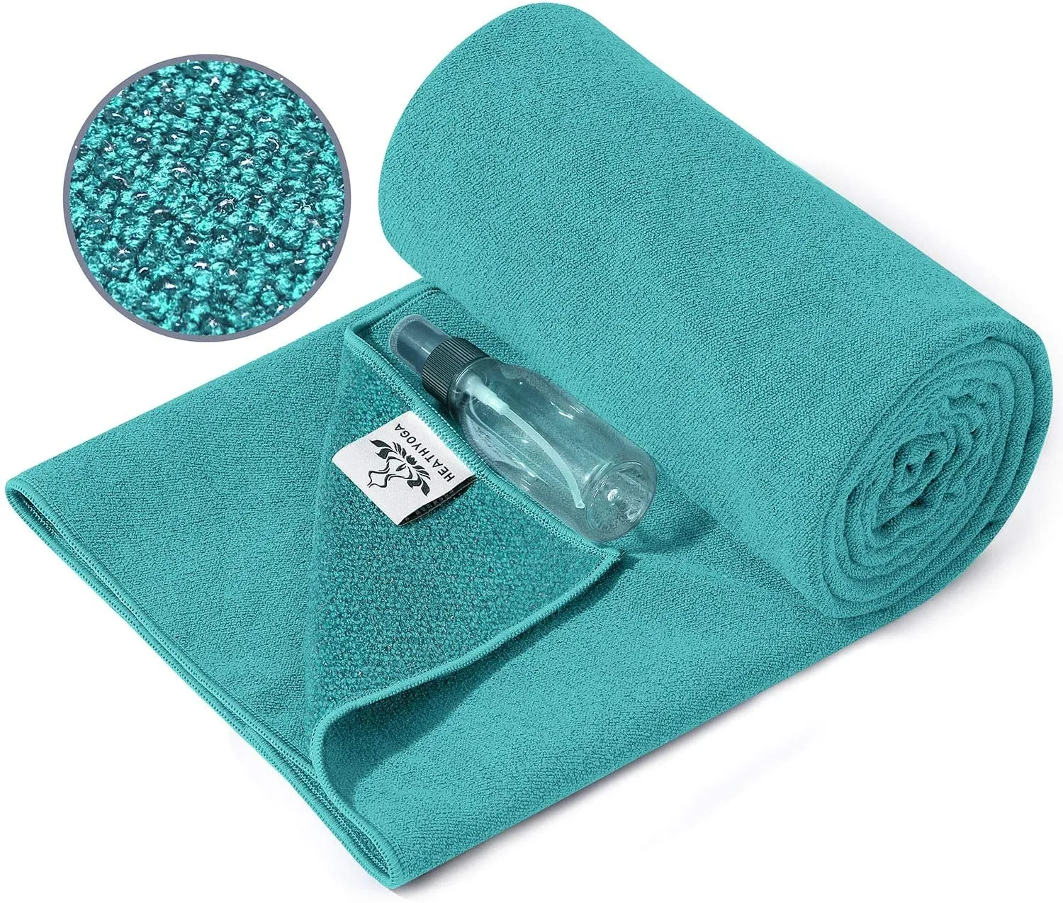 Heathyoga toalla de yoga antideslizante para yoga, Tapete de yoga con agarre de silicona y botella de spray gratis, toalla de microfibra para Bikram, yoga caliente, pilates y fitness