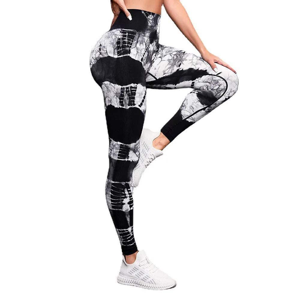 High Waist Elastic Tie-dye Seamless Yoga Pants