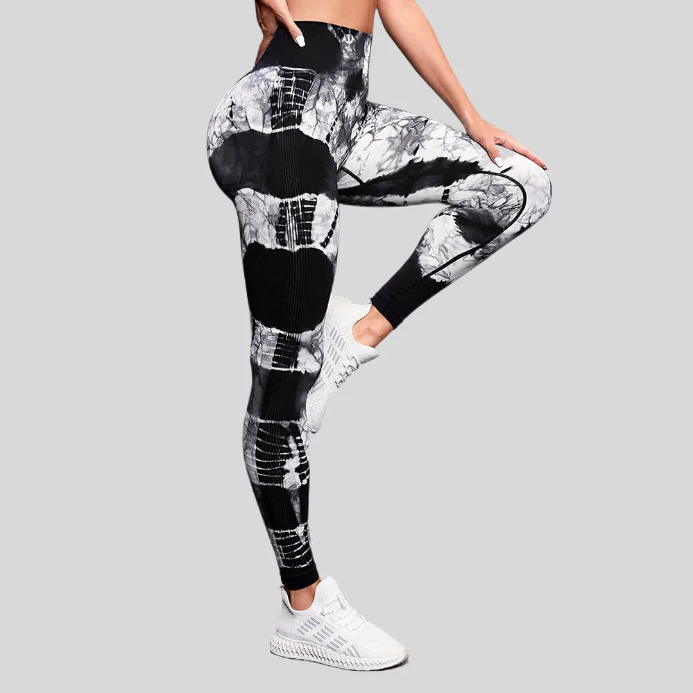 High Waist Elastic Tie-dye Seamless Yoga Pants