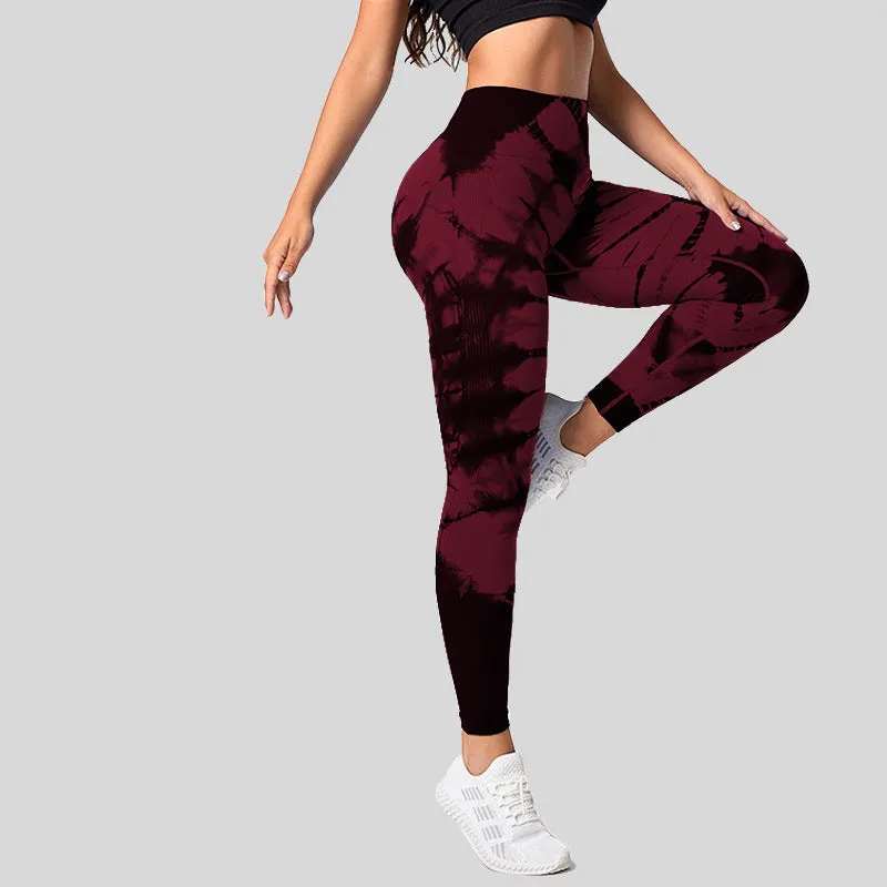 High Waist Elastic Tie-dye Seamless Yoga Pants