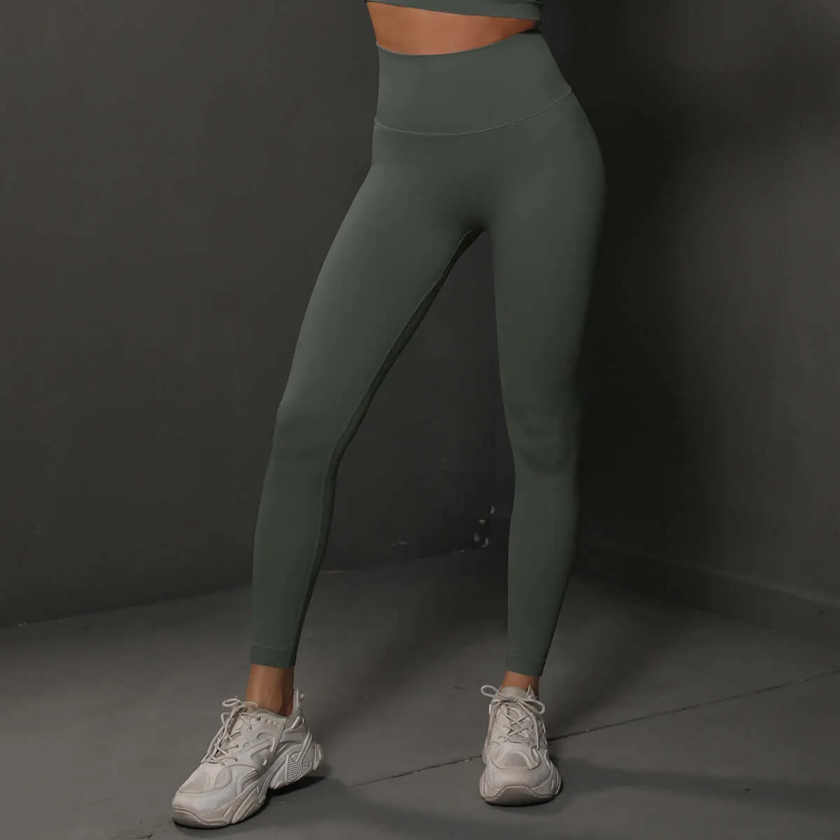 High Waist Seamless Yoga Pants Women's Solid Color Full Length Leggings Fitness Hip Up Running Sport Gym Legging Outfits