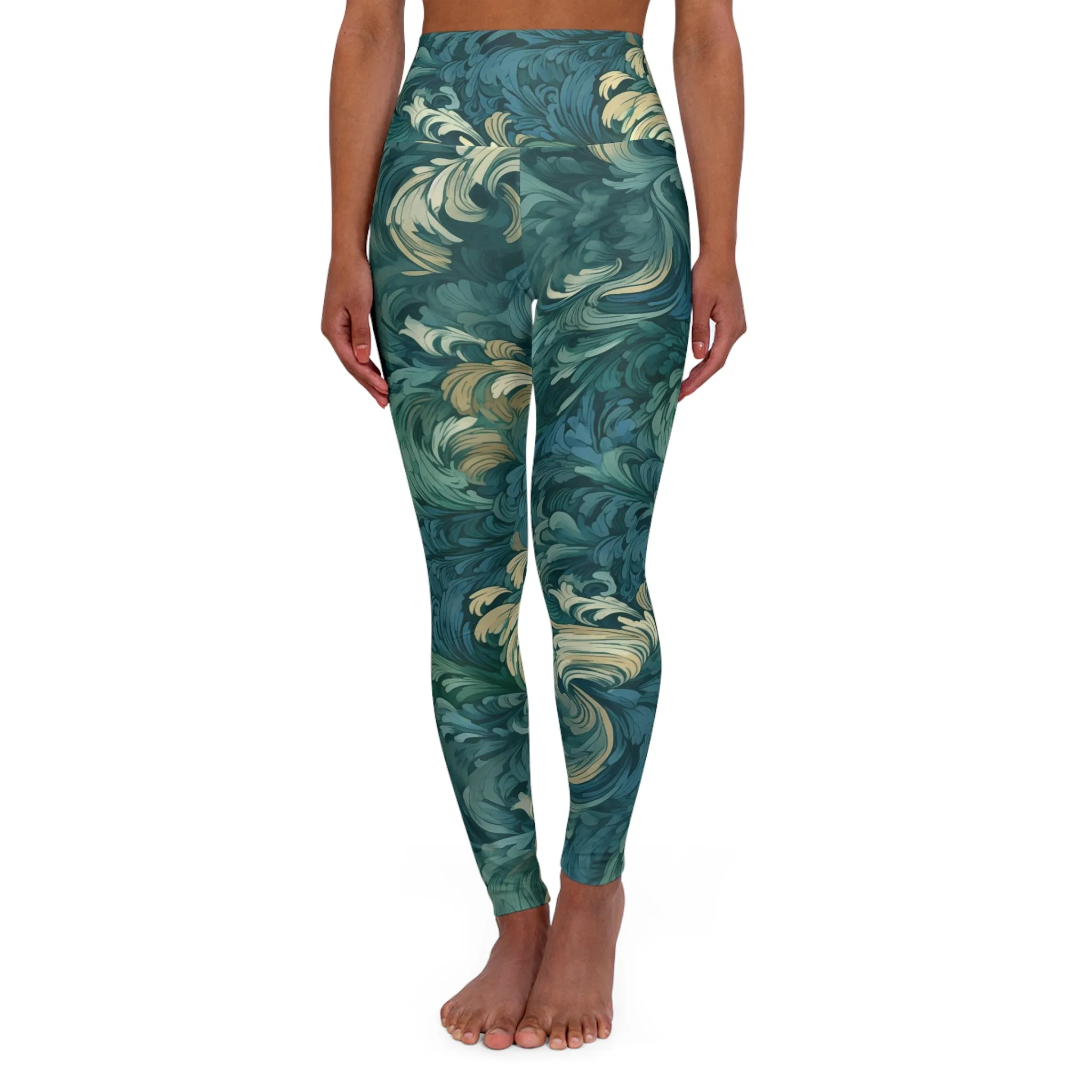 High Waisted Leggings - Theodoric Phalakasana Brocade