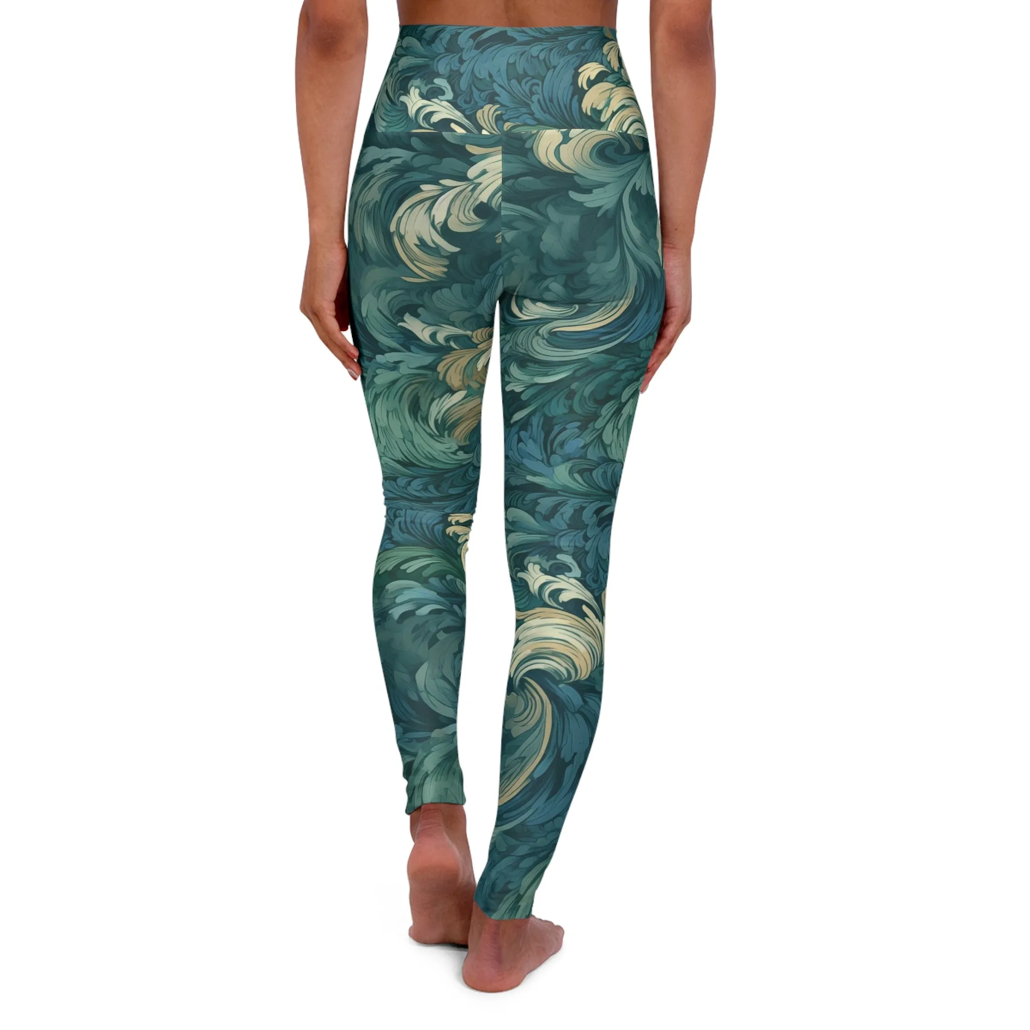 High Waisted Leggings - Theodoric Phalakasana Brocade
