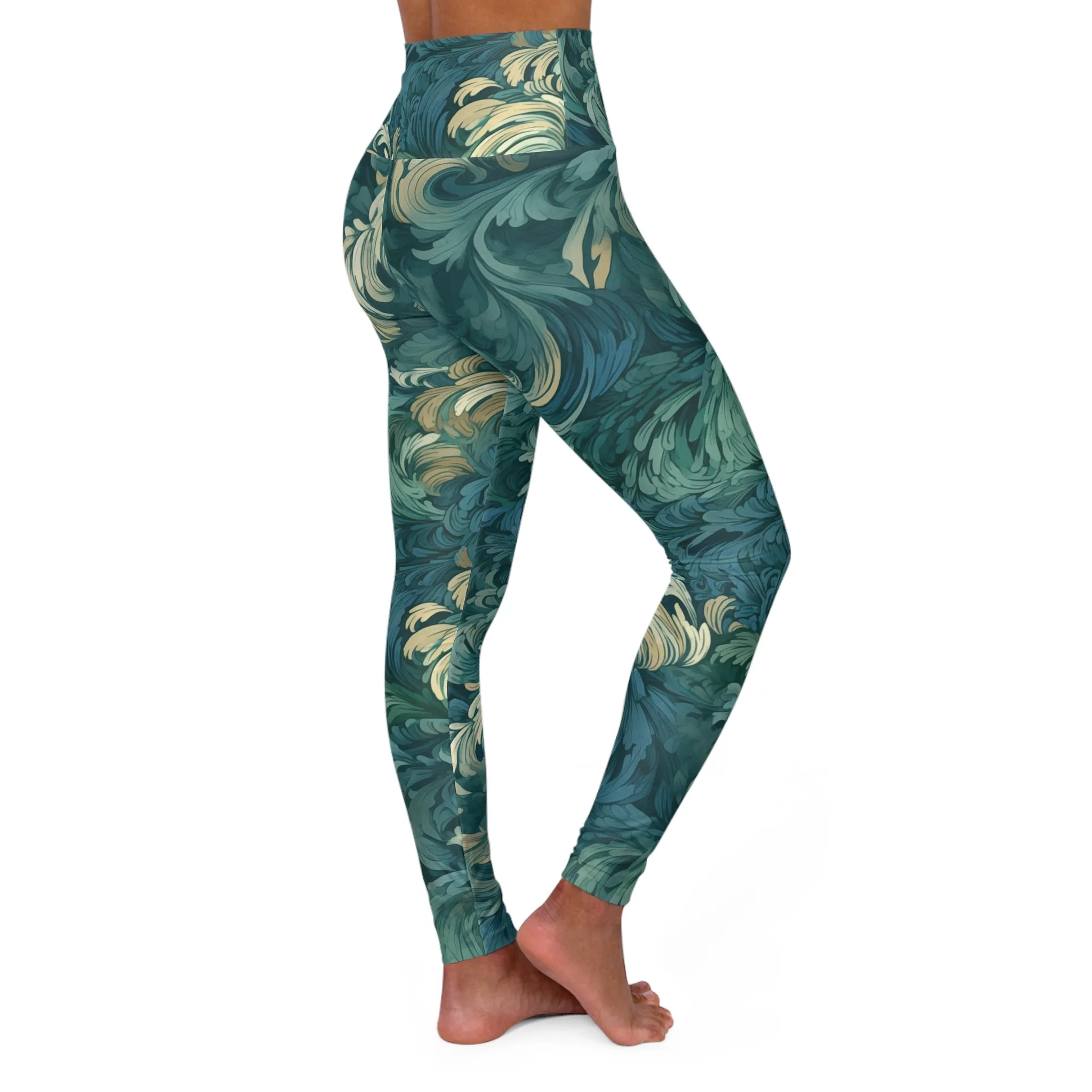 High Waisted Leggings - Theodoric Phalakasana Brocade