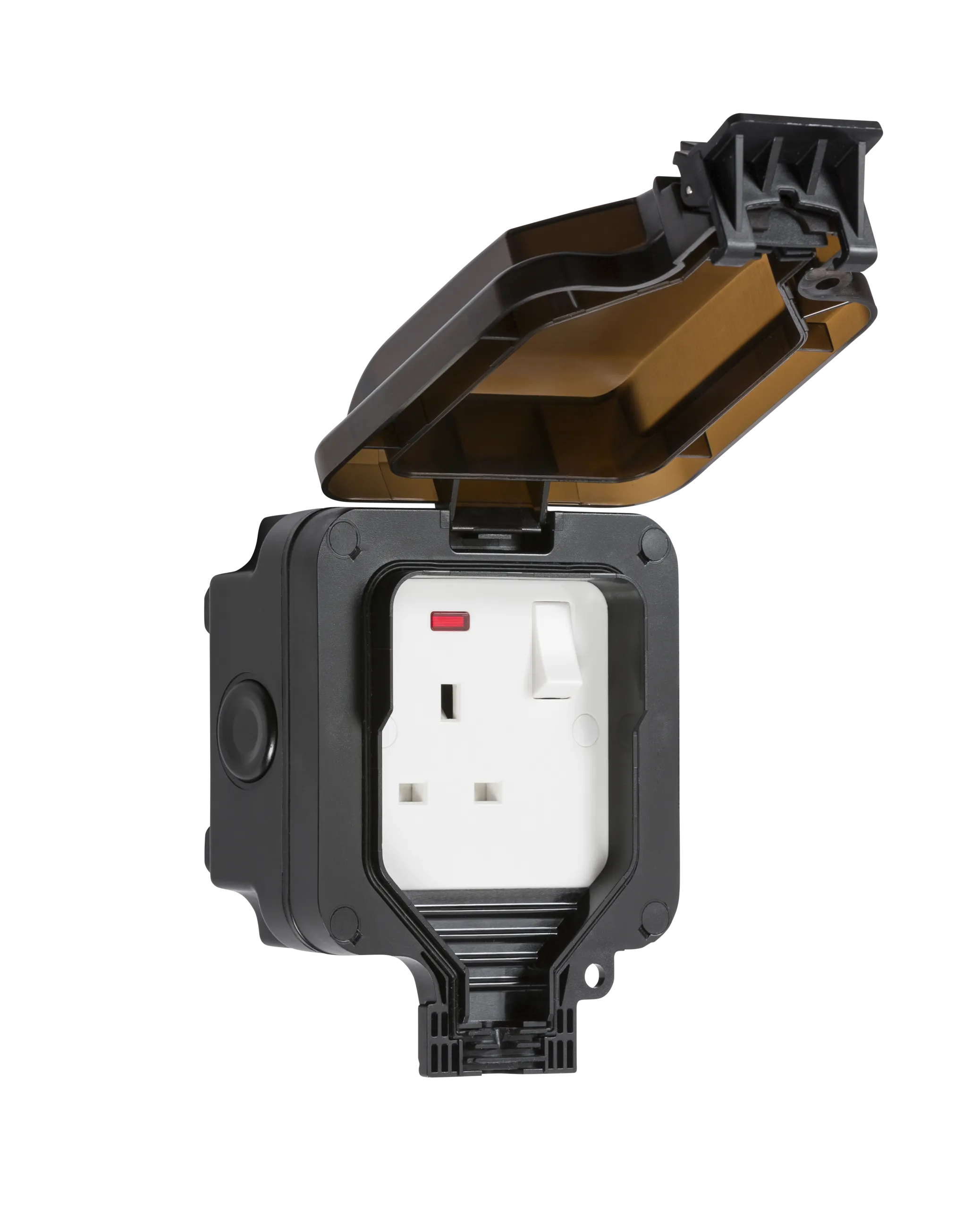 Knightsbridge OP7N Weatherproof IP66 13A 1G DP Switched Socket   Neon - Black