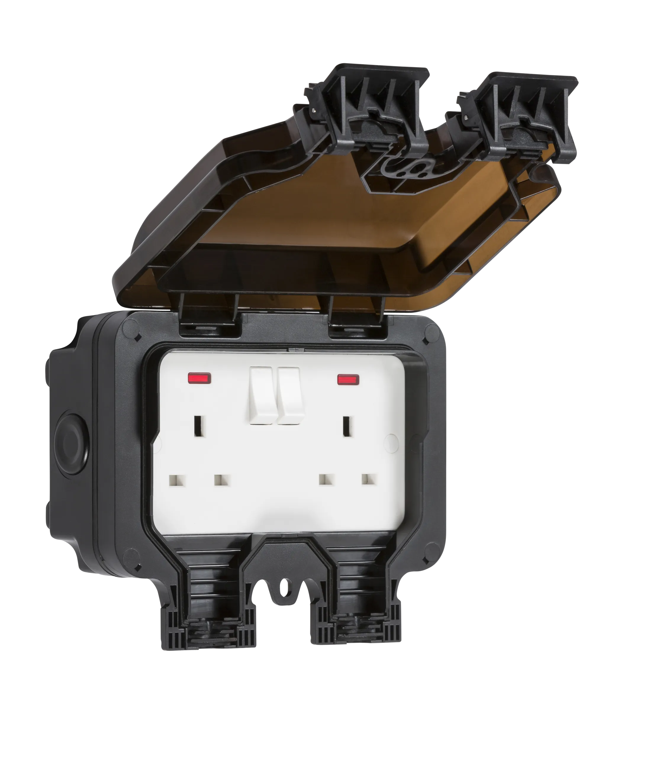 Knightsbridge OP9N Weatherproof IP66 13A 2G DP Switched Socket   Neon - Black