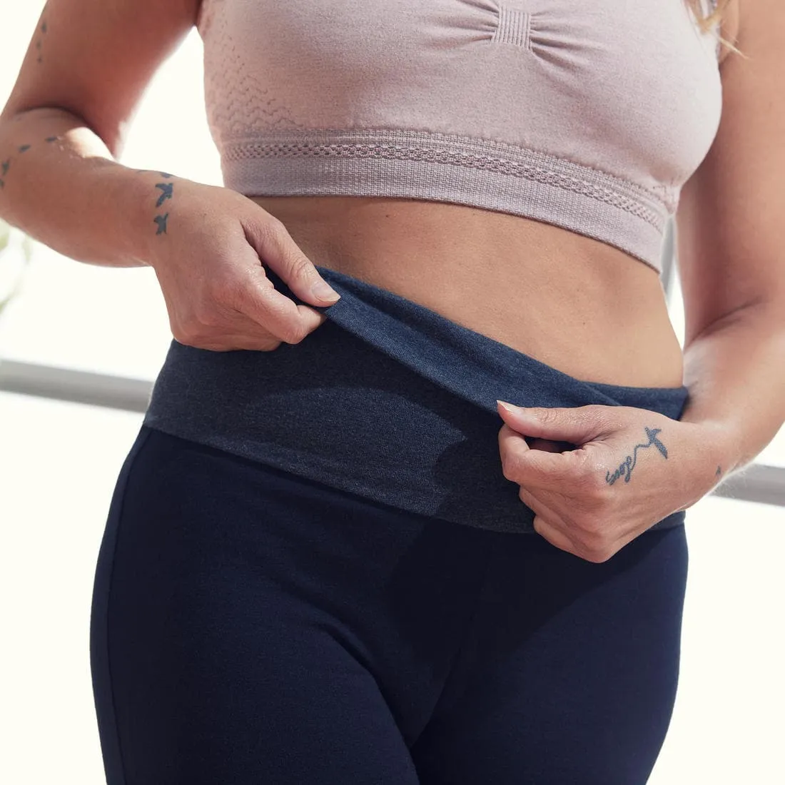 LEGGING COTON YOGA FEMME GRIS / ROSE