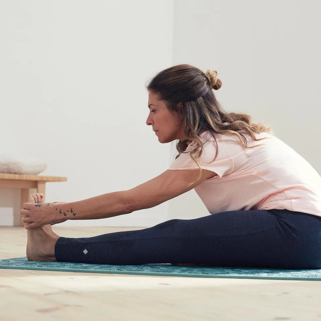 LEGGING COTON YOGA FEMME GRIS / ROSE