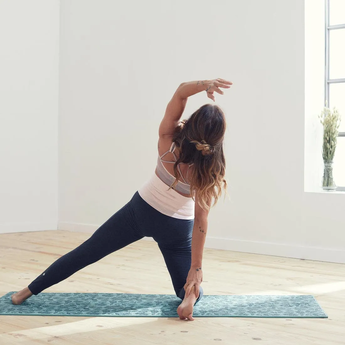 LEGGING COTON YOGA FEMME GRIS / ROSE