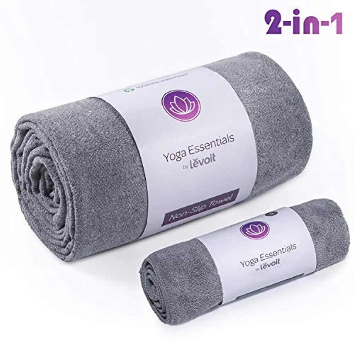 LEVOIT Toalla de esterilla de yoga, antideslizante de microfibra para yoga, toalla de mano, 2 en 1 juego, súper suave absorbe el sudor de secado rápido, ideal para pilates, bikram, deportes, entrenamiento y más
